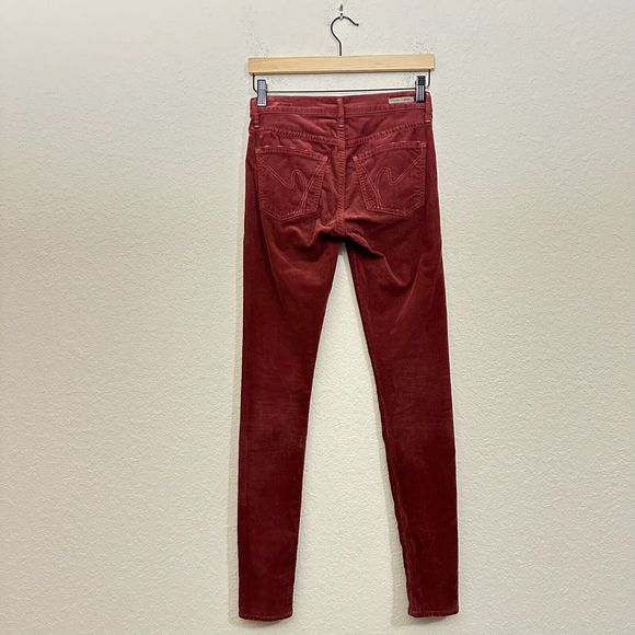 CITIZENS OF HUMANITY Avedon Low Rise Skinny Red Corduroy Jeans in Maroon - Picture 1 of 14